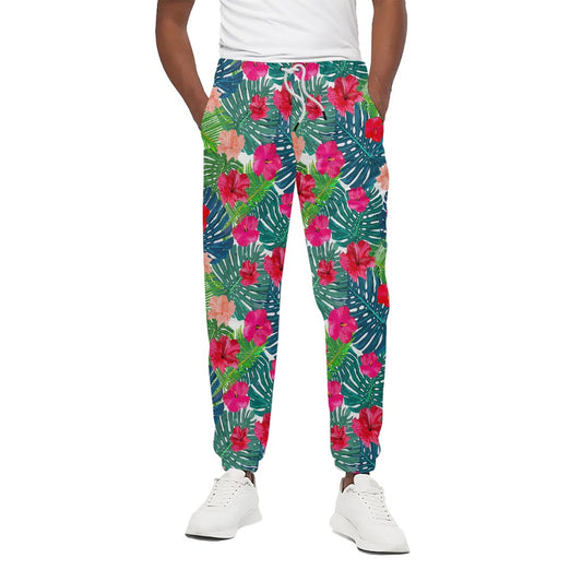 Colorful Hawaii Floral Pattern Print Cotton Pants