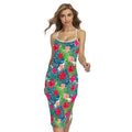 Colorful Hawaii Floral Pattern Print Cross Back Cami Dress