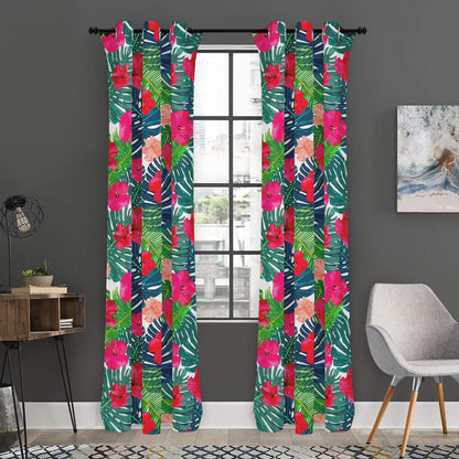 Colorful Hawaii Floral Pattern Print Curtain