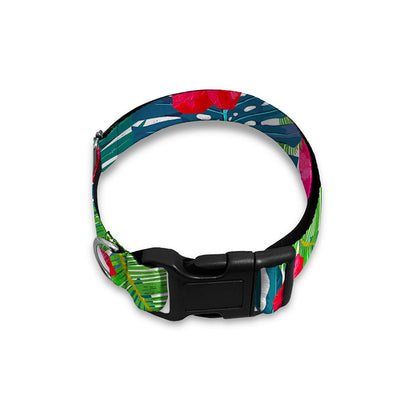 Colorful Hawaii Floral Pattern Print Dog Collar