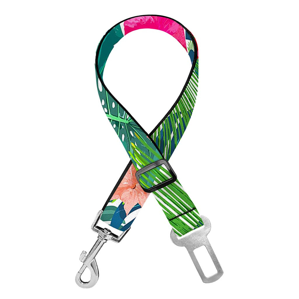 Colorful Hawaii Floral Pattern Print Dog Seat Belt