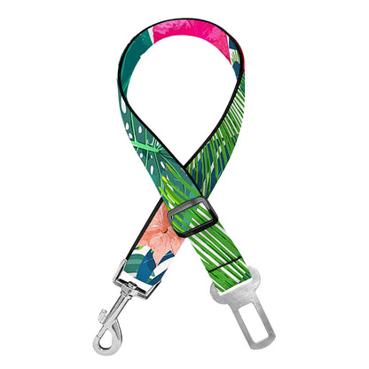 Colorful Hawaii Floral Pattern Print Dog Seat Belt