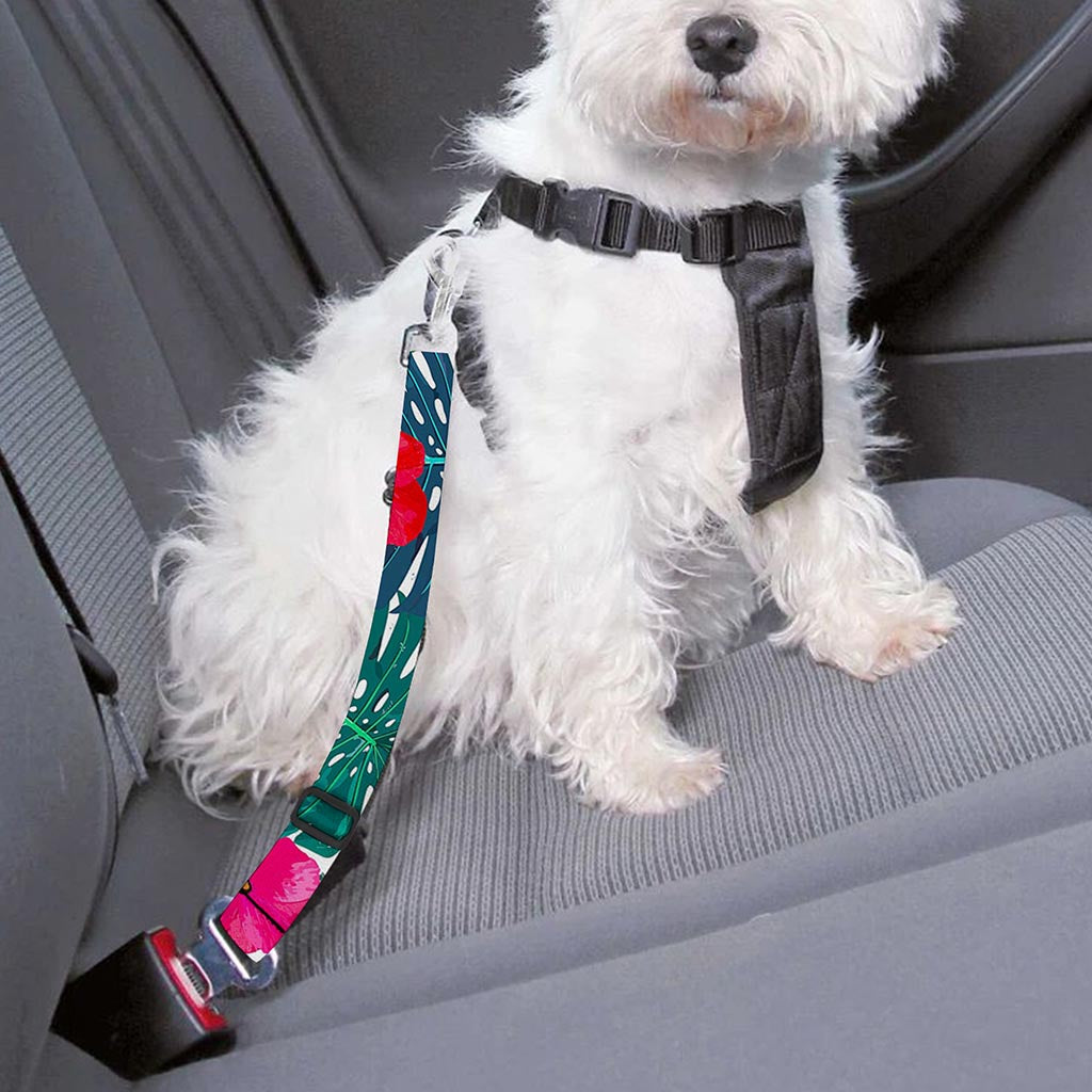 Colorful Hawaii Floral Pattern Print Dog Seat Belt