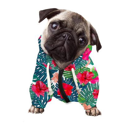Colorful Hawaii Floral Pattern Print Dog Zip Up Hoodie