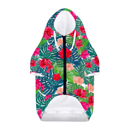 Colorful Hawaii Floral Pattern Print Dog Zip Up Hoodie
