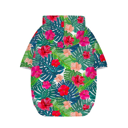 Colorful Hawaii Floral Pattern Print Dog Zip Up Hoodie