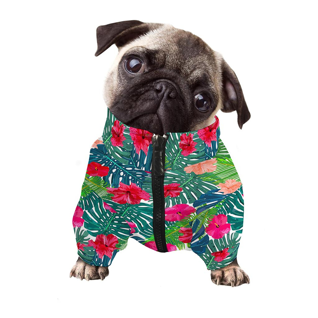 Colorful Hawaii Floral Pattern Print Dog Zip Up Jacket