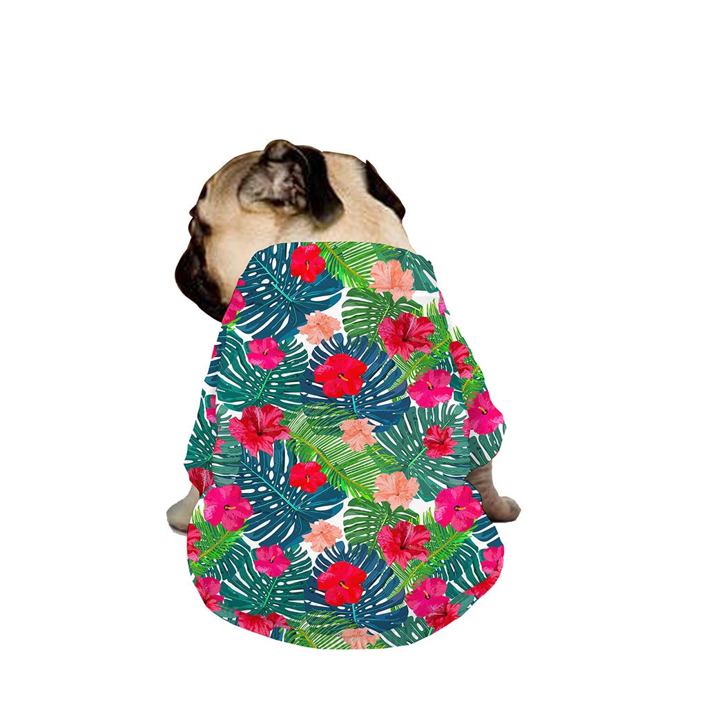 Colorful Hawaii Floral Pattern Print Dog Zip Up Jacket