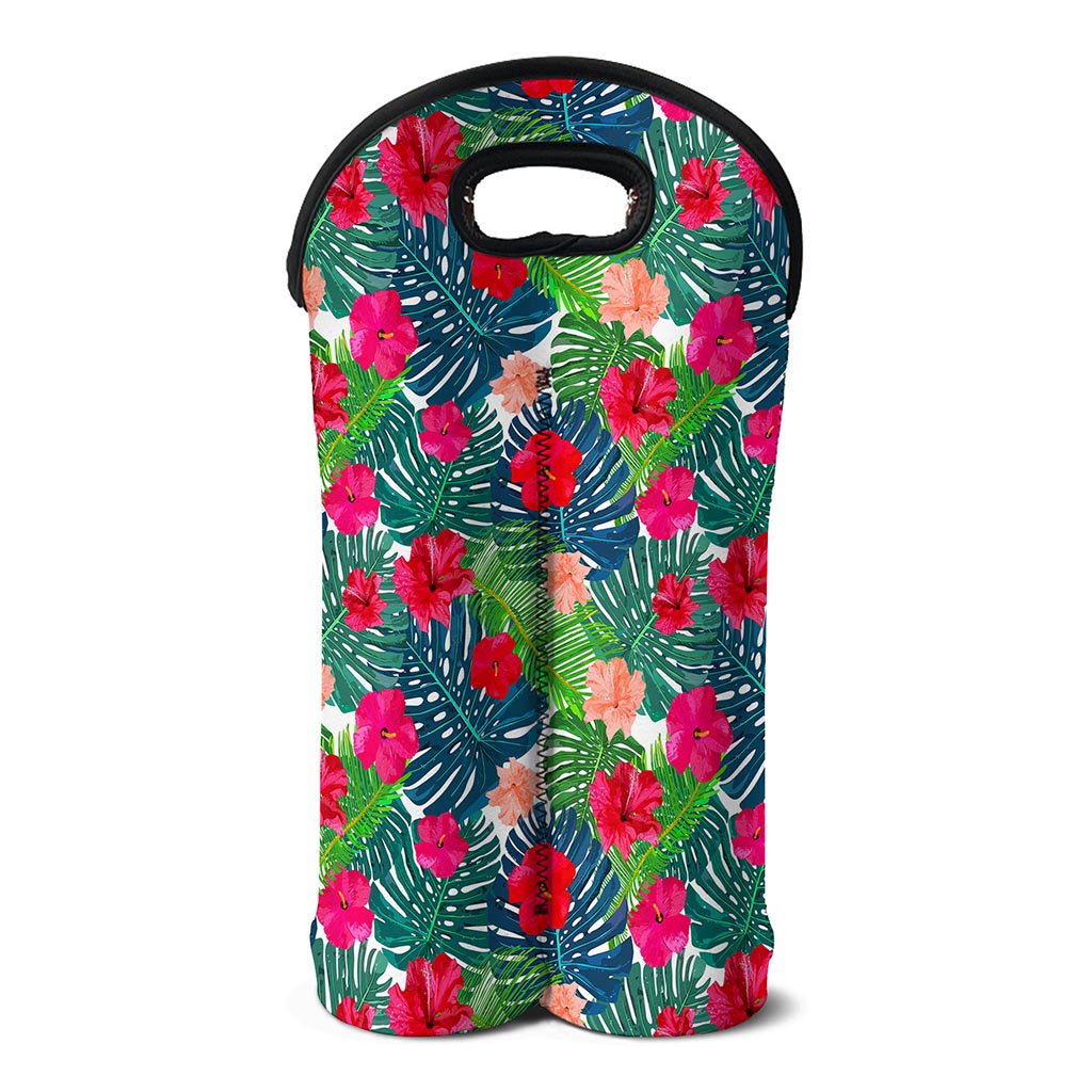 Colorful Hawaii Floral Pattern Print Double Neoprene Wine Tote