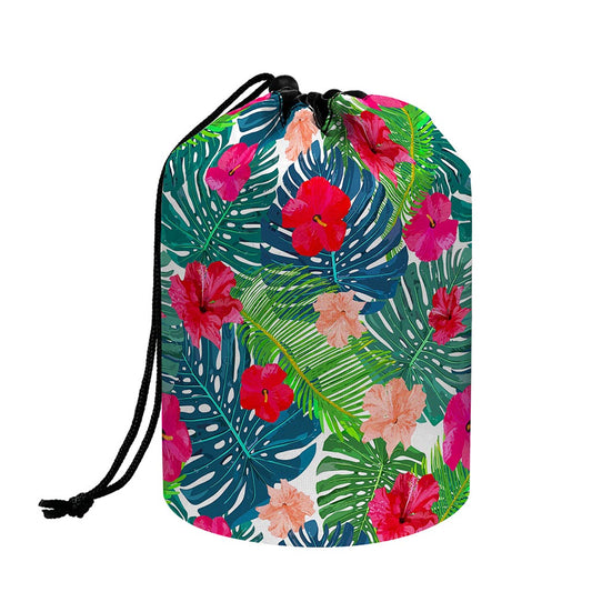 Colorful Hawaii Floral Pattern Print Drawstring Makeup Bag