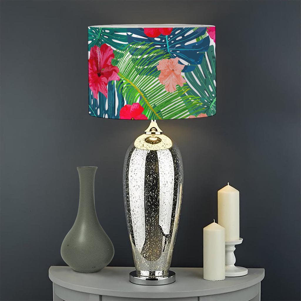 Colorful Hawaii Floral Pattern Print Drum Lamp Shade