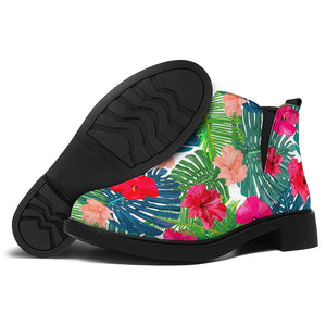 Colorful Hawaii Floral Pattern Print Flat Ankle Boots