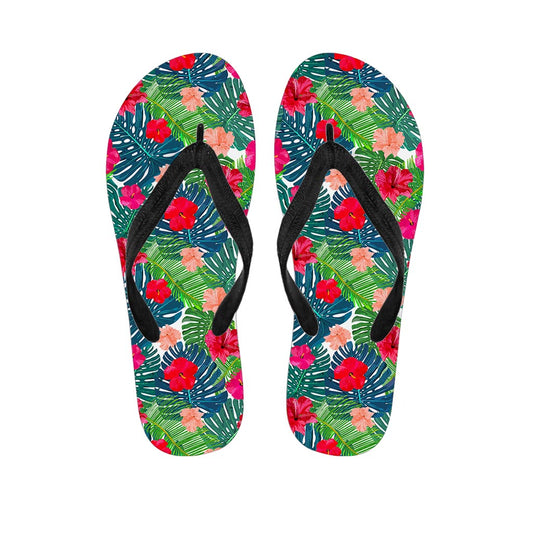 Colorful Hawaii Floral Pattern Print Flip Flops