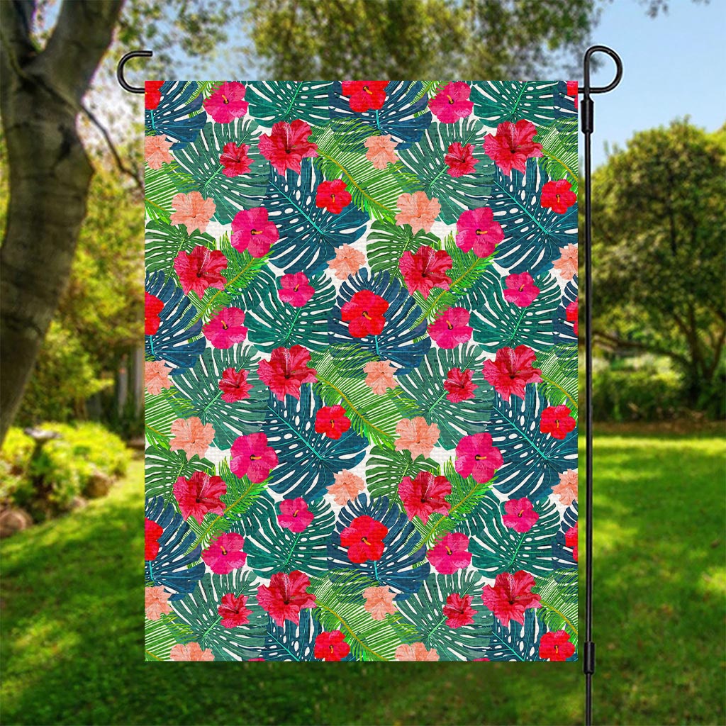 Colorful Hawaii Floral Pattern Print Garden Flag