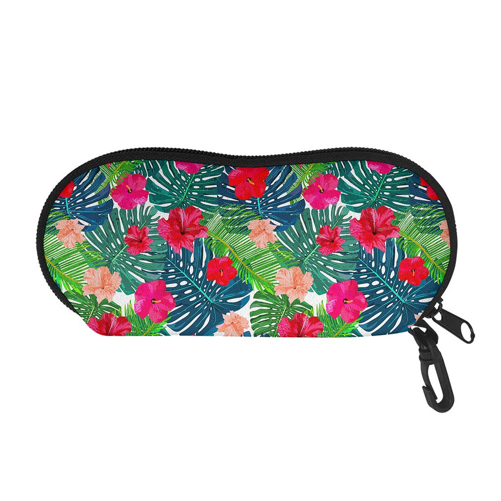 Colorful Hawaii Floral Pattern Print Glasses Case