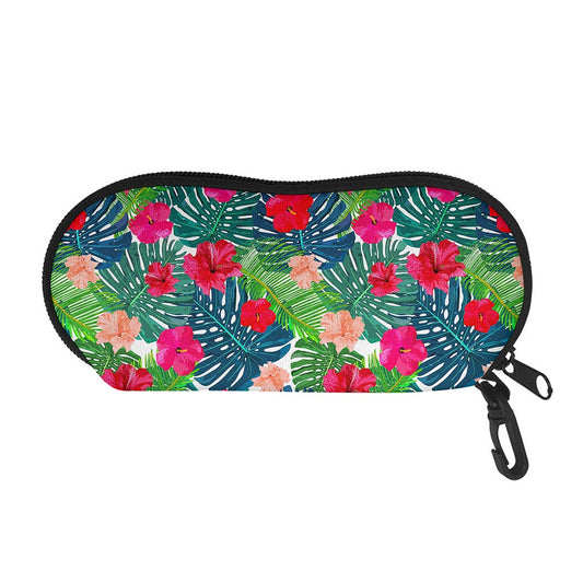 Colorful Hawaii Floral Pattern Print Glasses Case