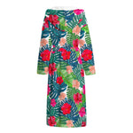 Colorful Hawaii Floral Pattern Print Hooded Bathrobe
