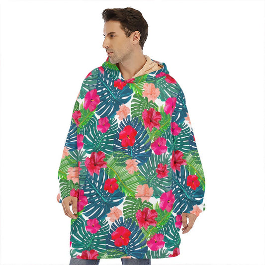 Colorful Hawaii Floral Pattern Print Hoodie Blanket