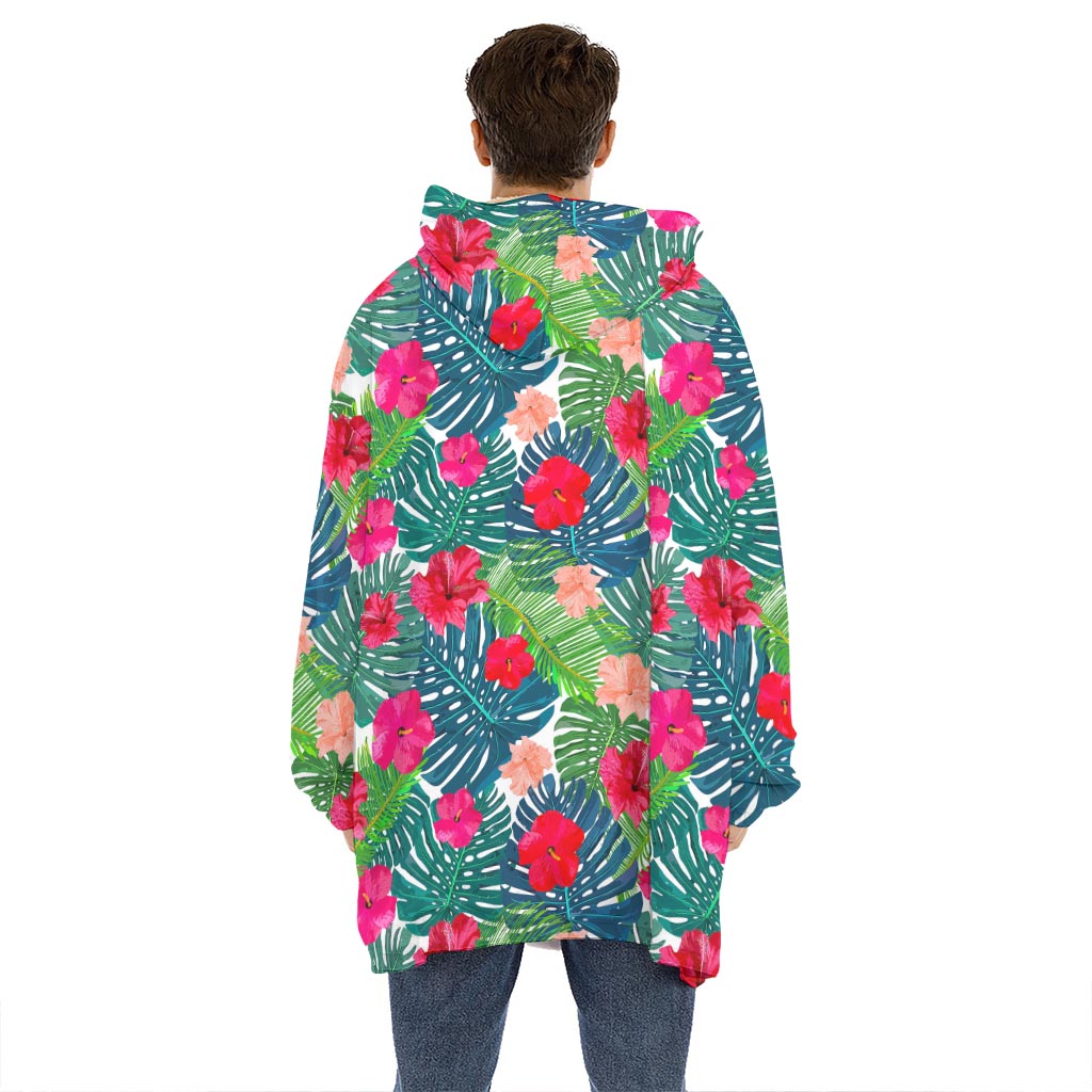 Colorful Hawaii Floral Pattern Print Hoodie Blanket
