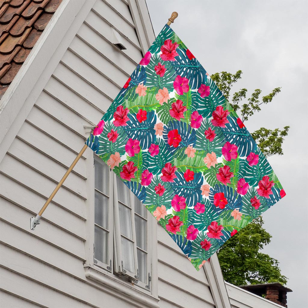 Colorful Hawaii Floral Pattern Print House Flag