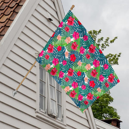 Colorful Hawaii Floral Pattern Print House Flag
