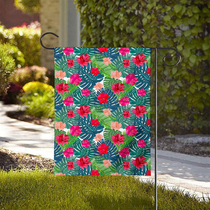 Colorful Hawaii Floral Pattern Print House Flag