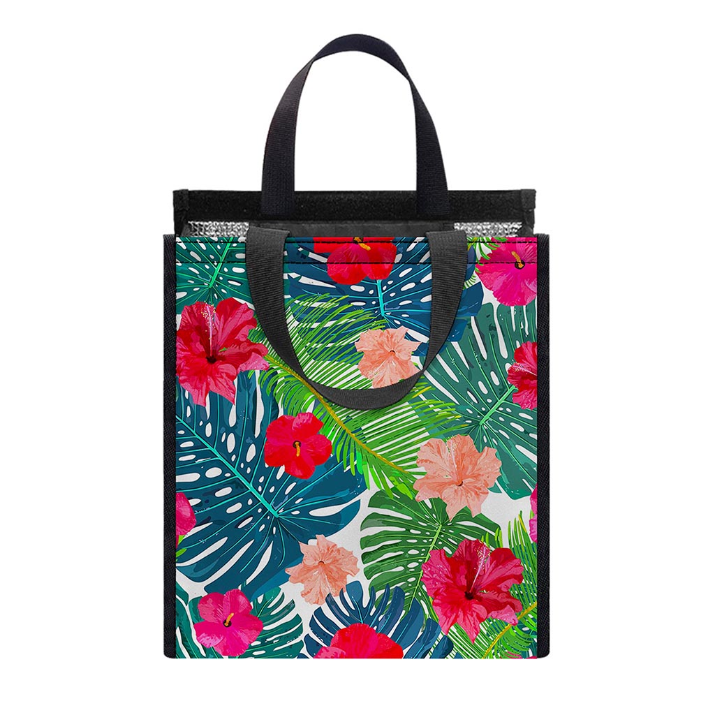 Colorful Hawaii Floral Pattern Print Insulated Lunch Tote