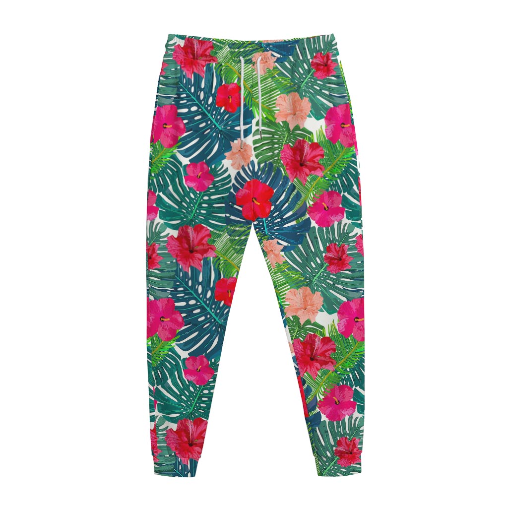 Colorful Hawaii Floral Pattern Print Jogger Pants