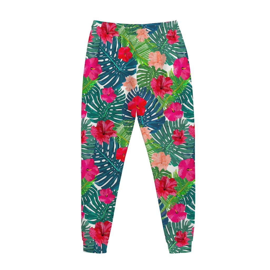 Colorful Hawaii Floral Pattern Print Jogger Pants