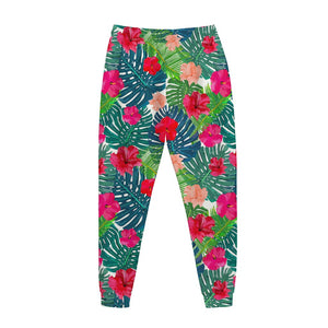 Colorful Hawaii Floral Pattern Print Jogger Pants