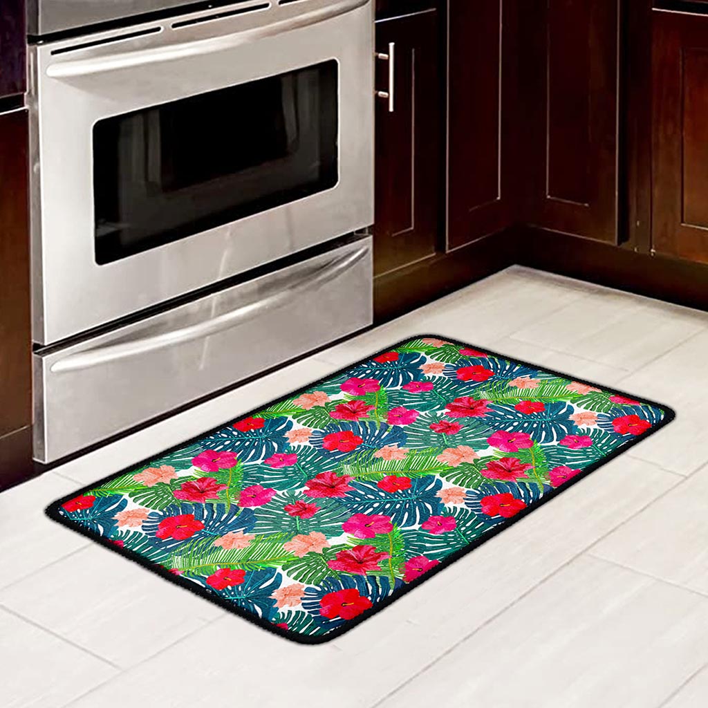 Colorful Hawaii Floral Pattern Print Kitchen Mat