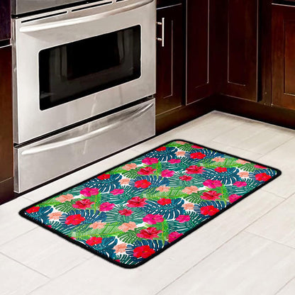 Colorful Hawaii Floral Pattern Print Kitchen Mat
