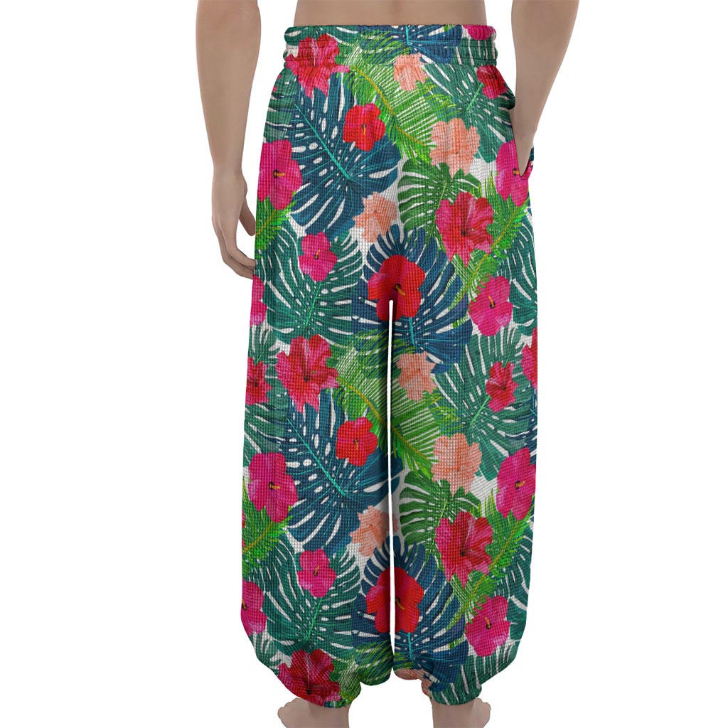 Colorful Hawaii Floral Pattern Print Lantern Pants