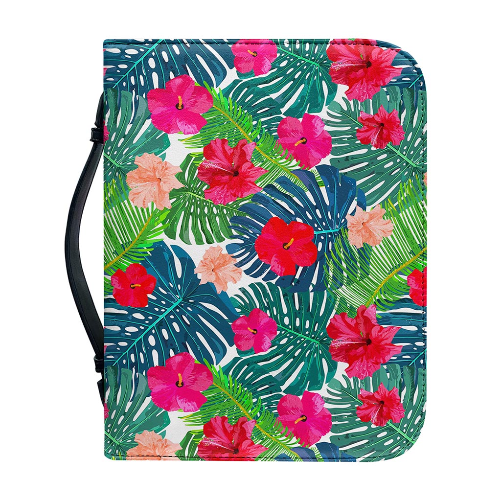 Colorful Hawaii Floral Pattern Print Leather Bible Cover