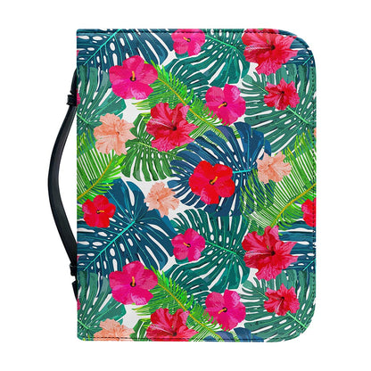 Colorful Hawaii Floral Pattern Print Leather Bible Cover