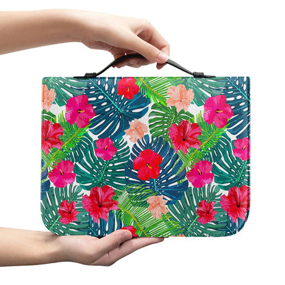 Colorful Hawaii Floral Pattern Print Leather Bible Cover