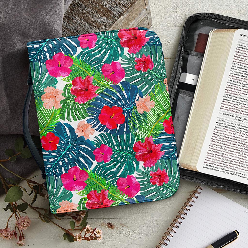 Colorful Hawaii Floral Pattern Print Leather Bible Cover