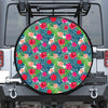 Colorful Hawaii Floral Pattern Print Leather Spare Tire Cover