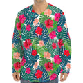 Colorful Hawaii Floral Pattern Print Long Sleeve Baseball Jersey