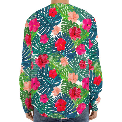 Colorful Hawaii Floral Pattern Print Long Sleeve Baseball Jersey