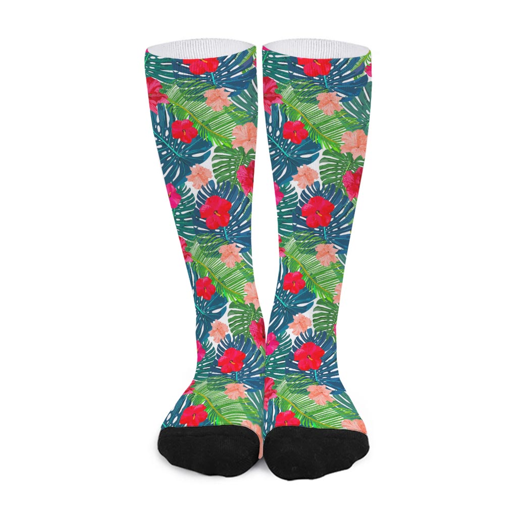 Colorful Hawaii Floral Pattern Print Long Socks