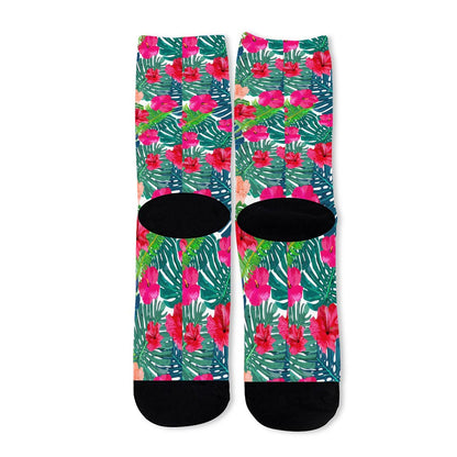 Colorful Hawaii Floral Pattern Print Long Socks