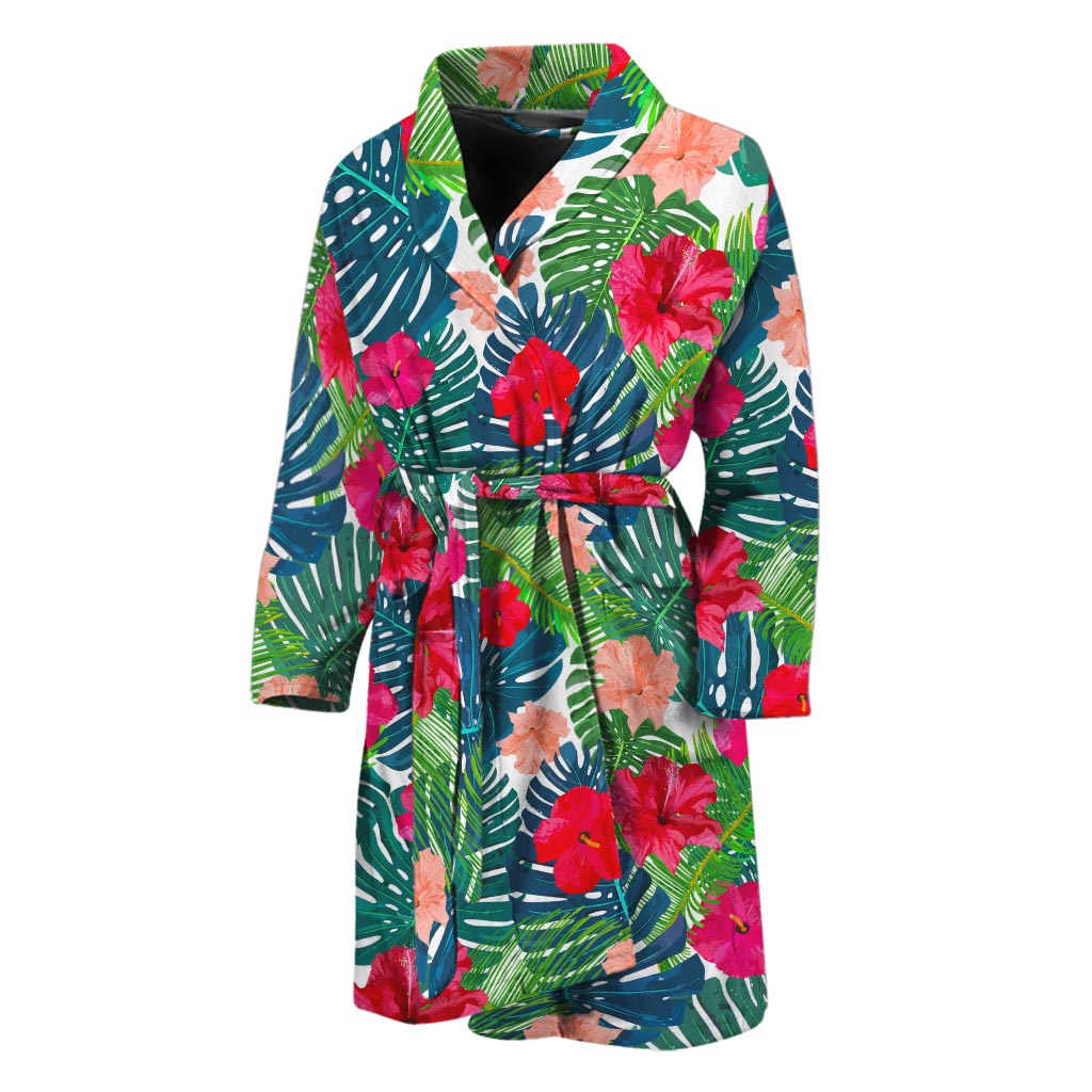 Colorful Hawaii Floral Pattern Print Men's Bathrobe