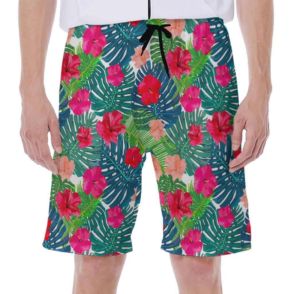 Colorful Hawaii Floral Pattern Print Men's Beach Shorts