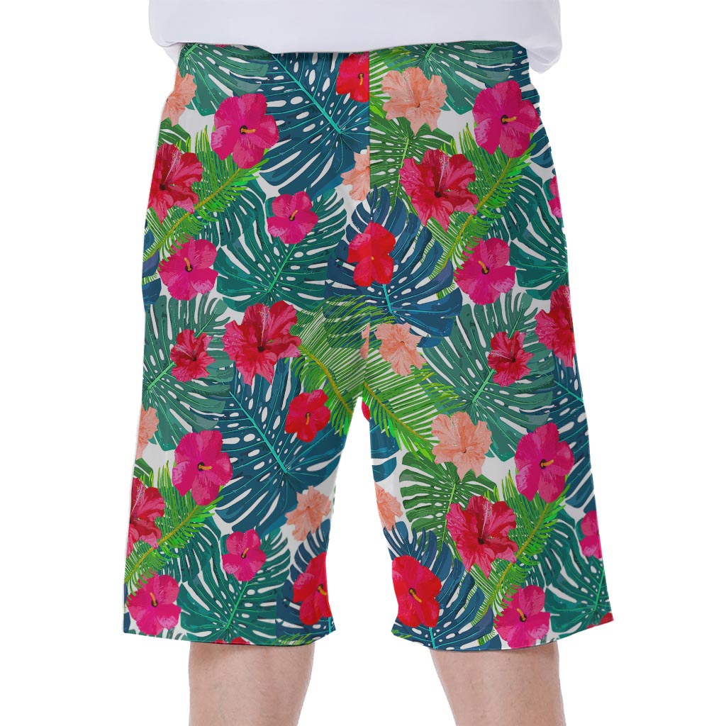 Colorful Hawaii Floral Pattern Print Men's Beach Shorts