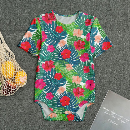 Colorful Hawaii Floral Pattern Print Men's Bodysuit