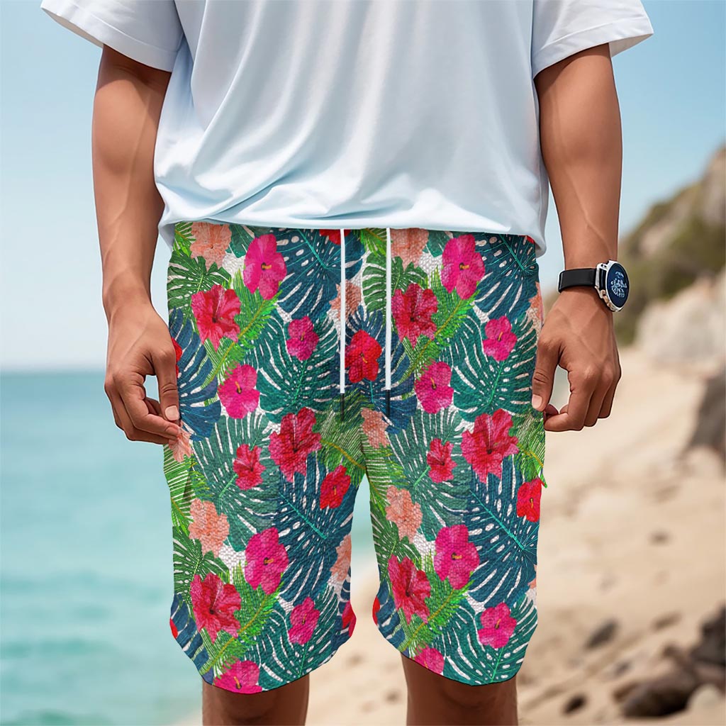 Colorful Hawaii Floral Pattern Print Men's Cargo Shorts
