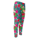 Colorful Hawaii Floral Pattern Print Men's Compression Pants