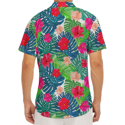 Colorful Hawaii Floral Pattern Print Men's Deep V-Neck Shirt