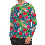 Colorful Hawaii Floral Pattern Print Men's Long Sleeve Rash Guard